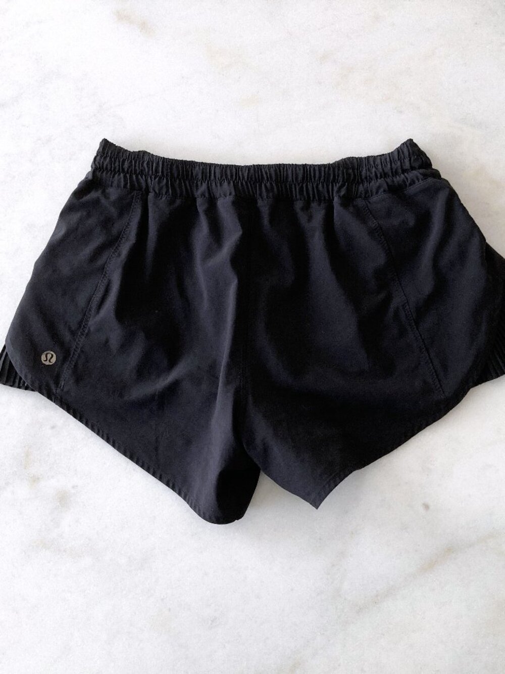Lululemon Pleat To Street Short (black) gym shorts pleated sides, pocket,